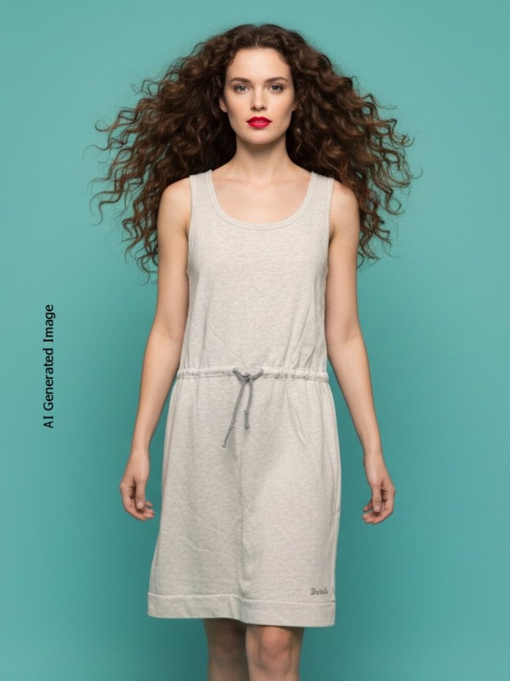 Bench Grey Heather Sleeveless Tank Dress Drawstring Waist Size M